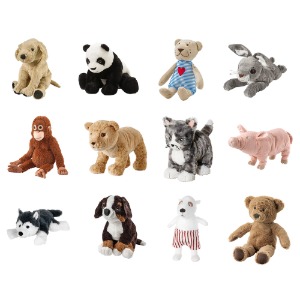 이케아 애착 봉제 동물인형 장난감 인테리어 장식 강아지 개 고양이 돼지 곰 오랑우탄 사자 판다 소형 어린이날 선물